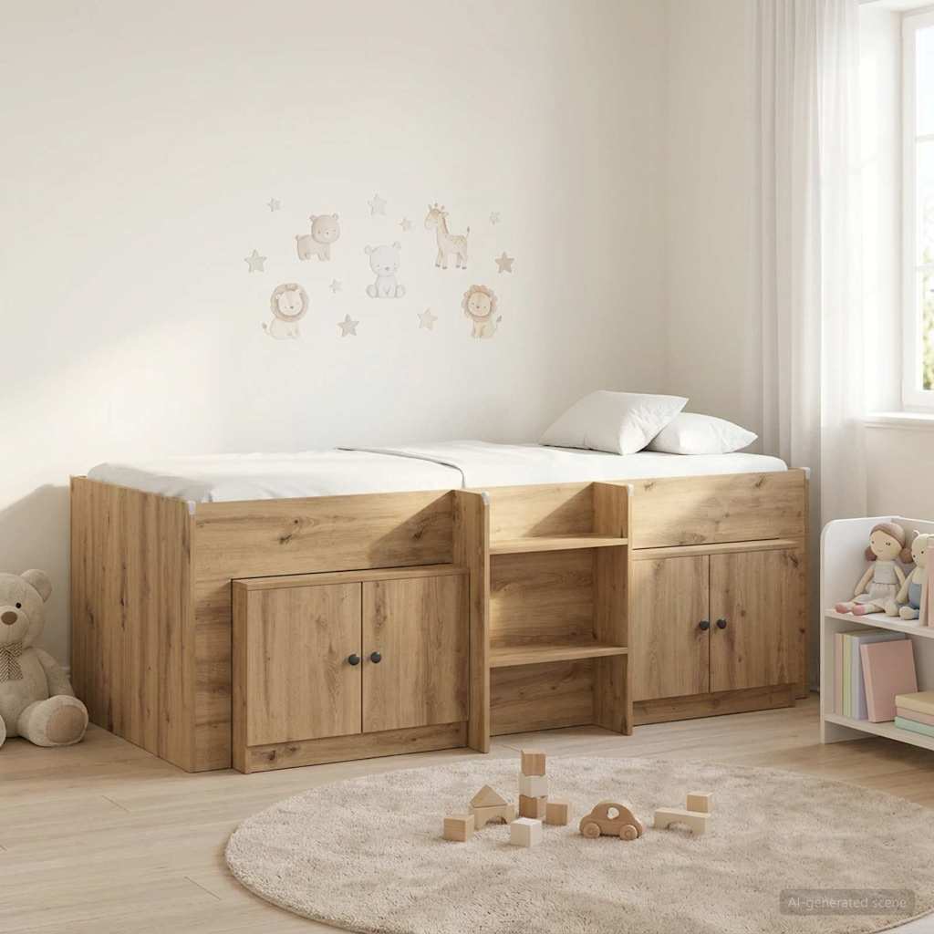 Loft seng ramme med skab 3 stk. Artisan-eg Konstrueret træ