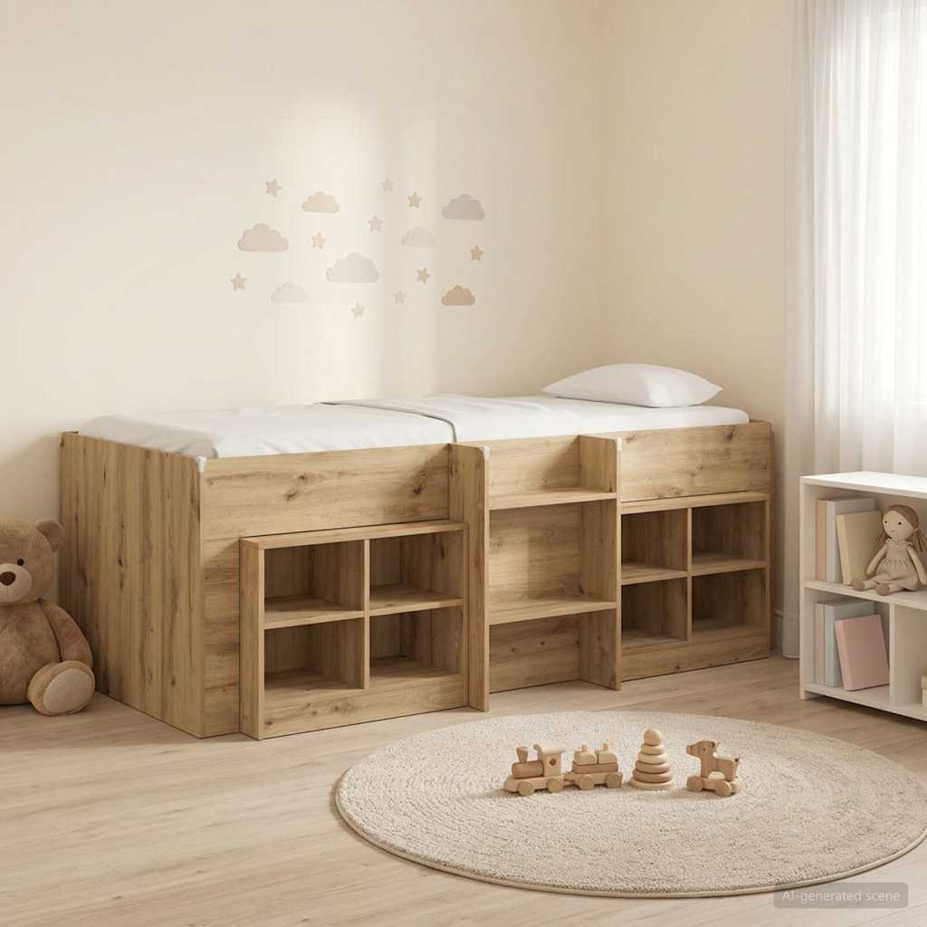 Loft seng ramme med skab 3 stk. Artisan-eg Konstrueret træ