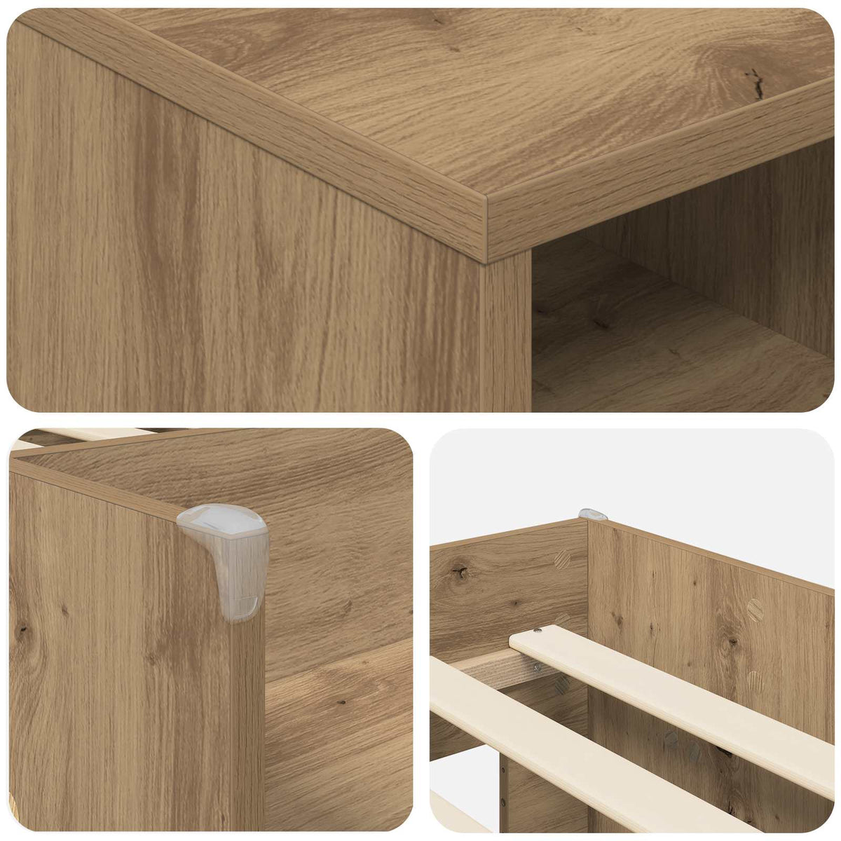 Loft seng ramme med skab 3 stk. Artisan-eg Konstrueret træ