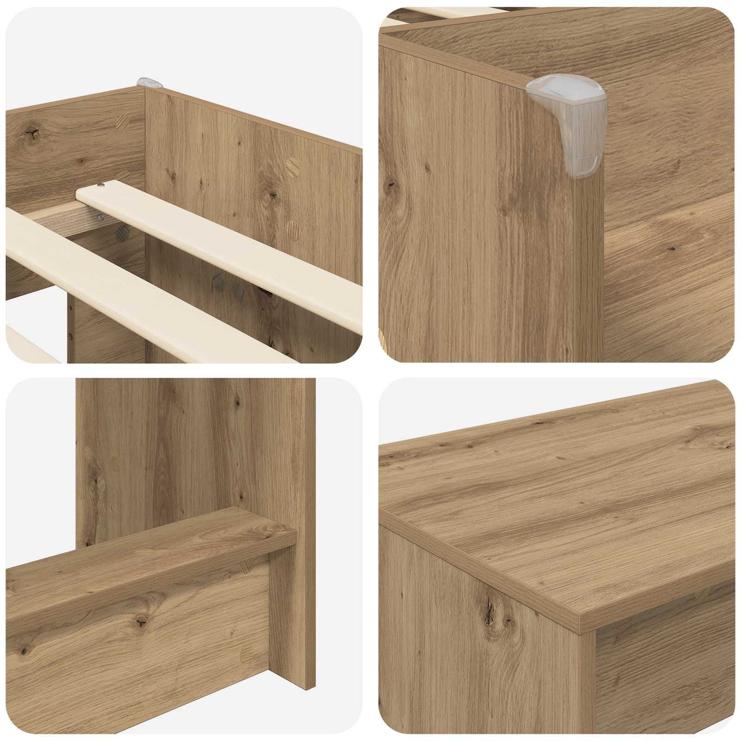 Børneseng med skrivebord 2 stk. Artisan-eg Konstrueret træ