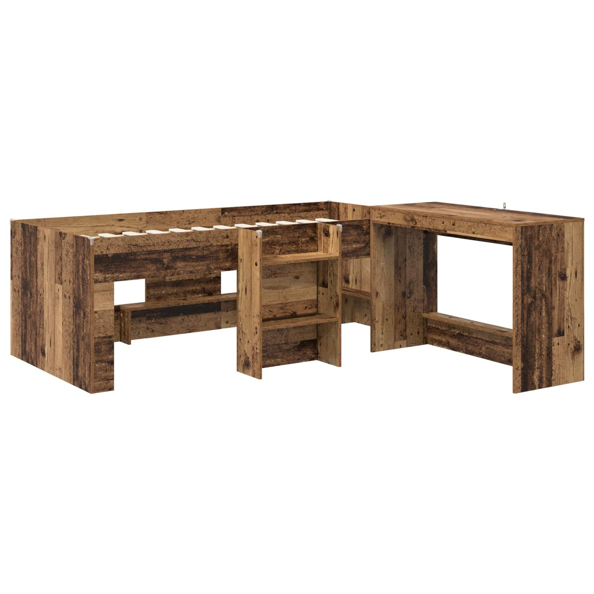 Børneseng med skrivebord Gammelt træ 90 x 190 cm