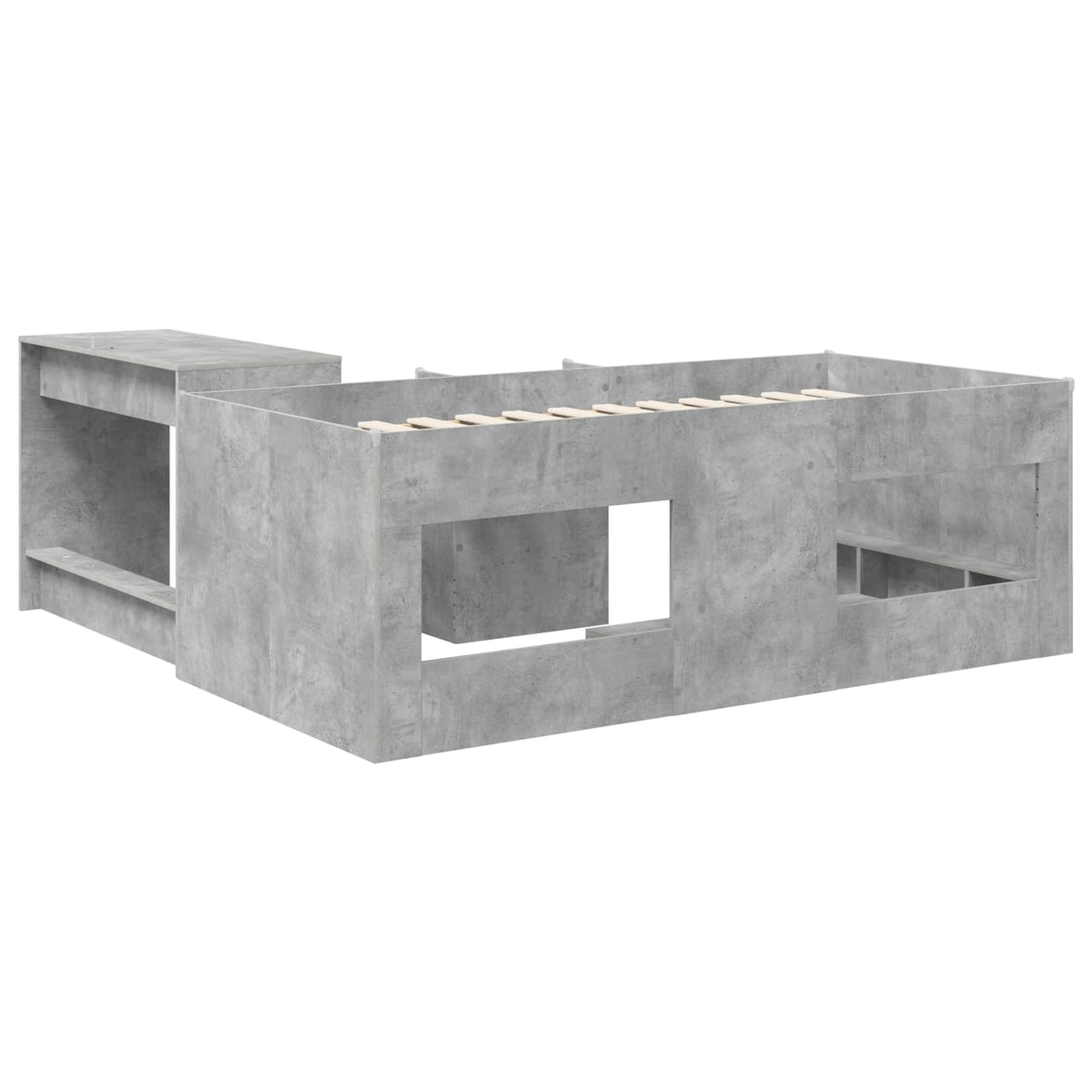Børneseng med skrivebord Betongrå 75 x 190 cm Konstrueret træ