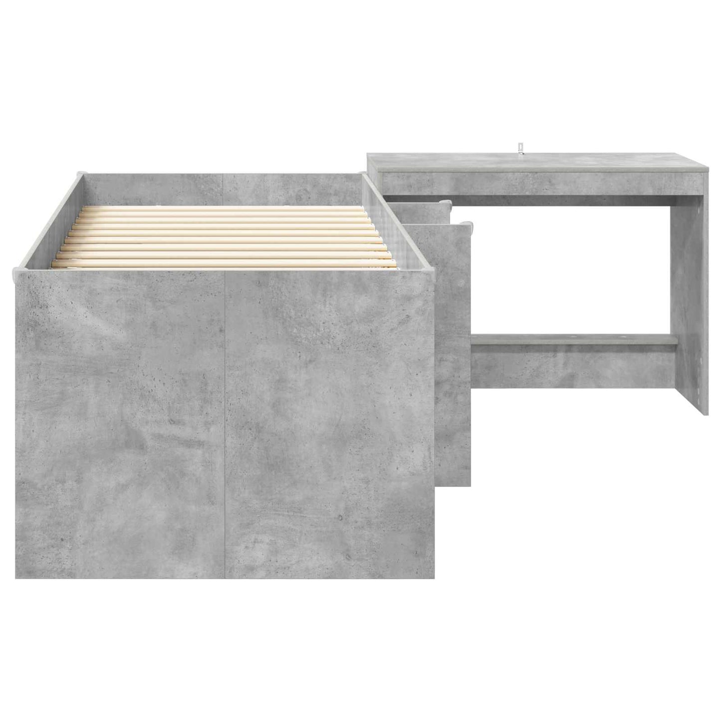 Børneseng med skrivebord Betongrå 75 x 190 cm Konstrueret træ