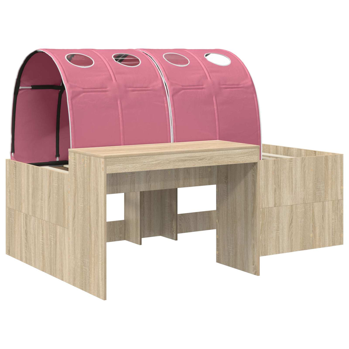 Børneseng med skrivebord 3 stk. Sonoma-eg og pink