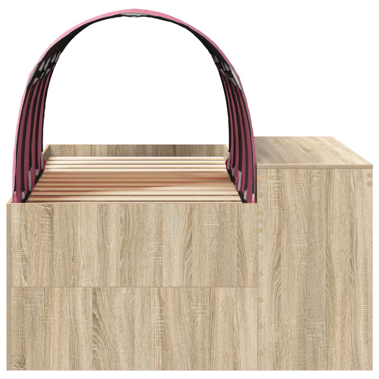 Børneseng med skrivebord 3 stk. Sonoma-eg og pink