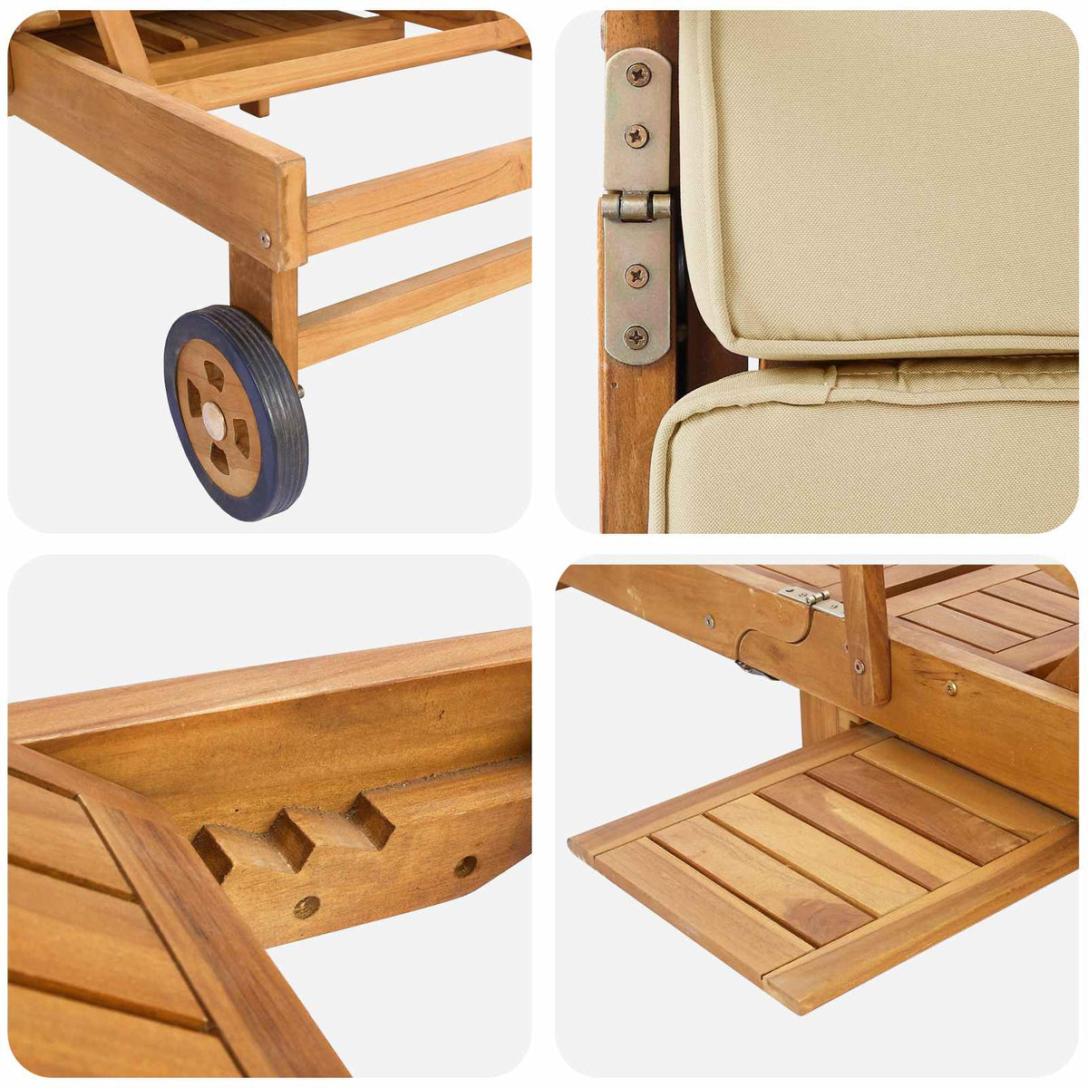 Liggestol med pude 100% Polyester Solid-Teak