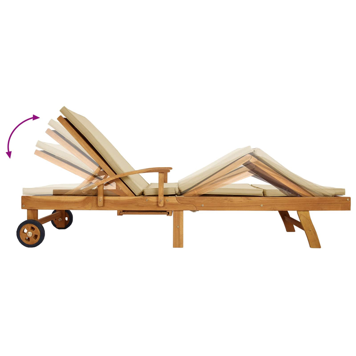 Liggestol med pude 100% Polyester Solid-Teak