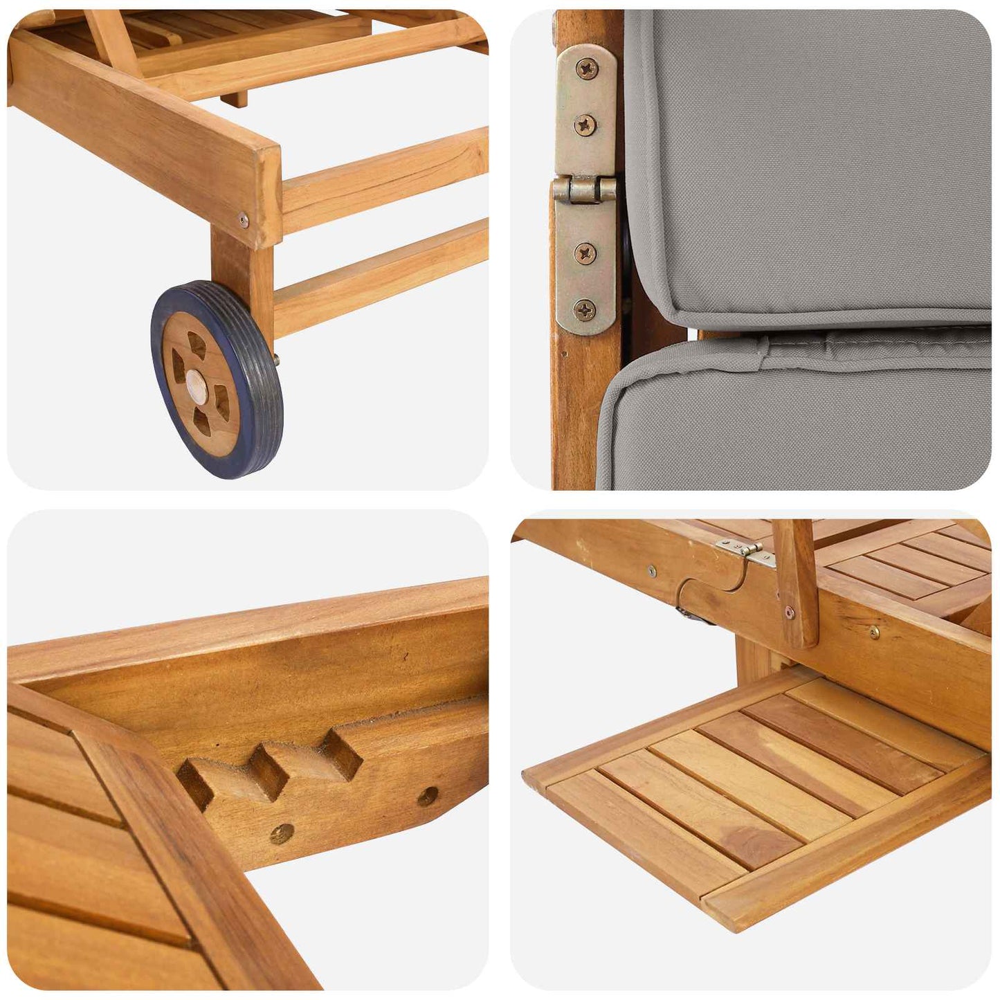 Liggestol med pude 100% Polyester Solid-Teak