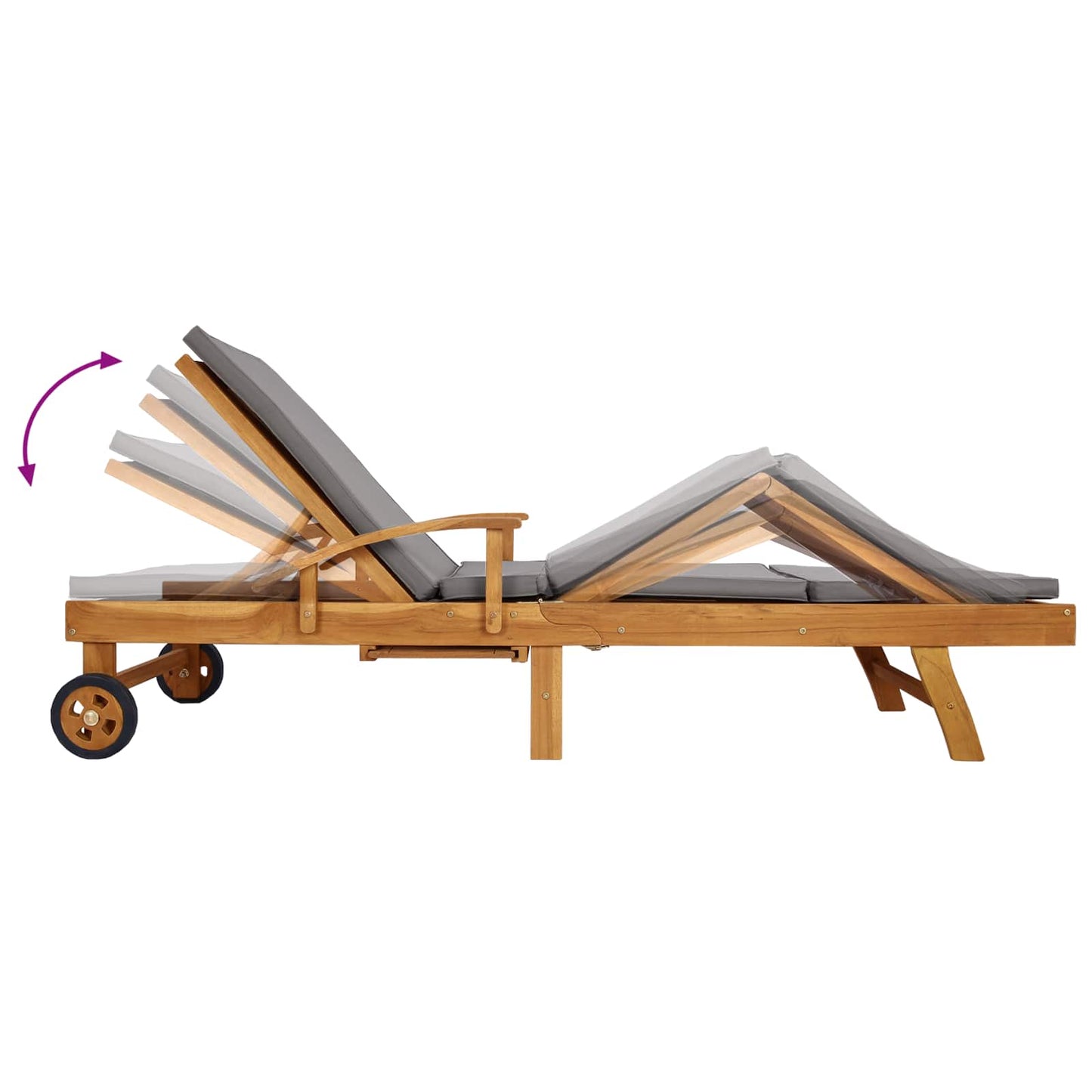 Liggestol med pude 100% Polyester Solid-Teak