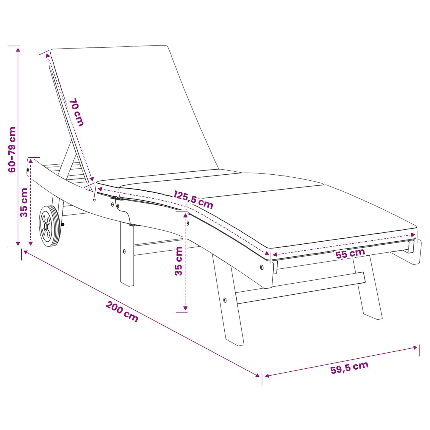 Solstol Polyester Brun og gråbrun