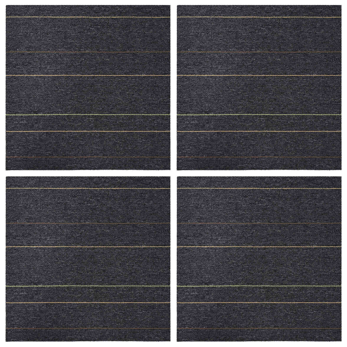 Tæppeflise Mørkegrå med striber 50 x 50 cm 4 stk. PP og Bitumen