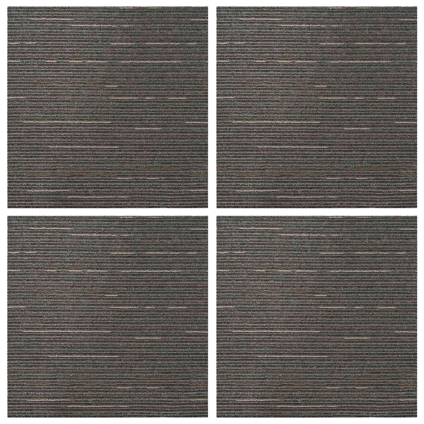 Tæppeflise Stribet Mørkebrun 50 x 50 cm 4 stk. PP og Bitumen