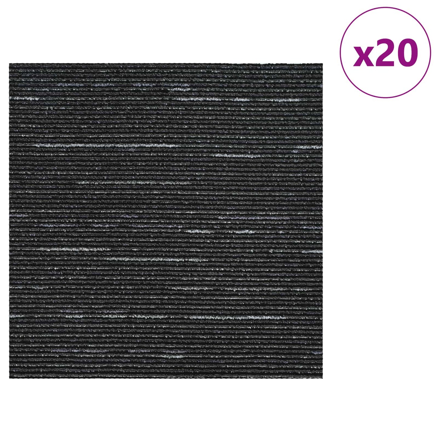 Tæppeflise Stribet Sort 50 x 50 cm 20 stk. PP og Bitumen