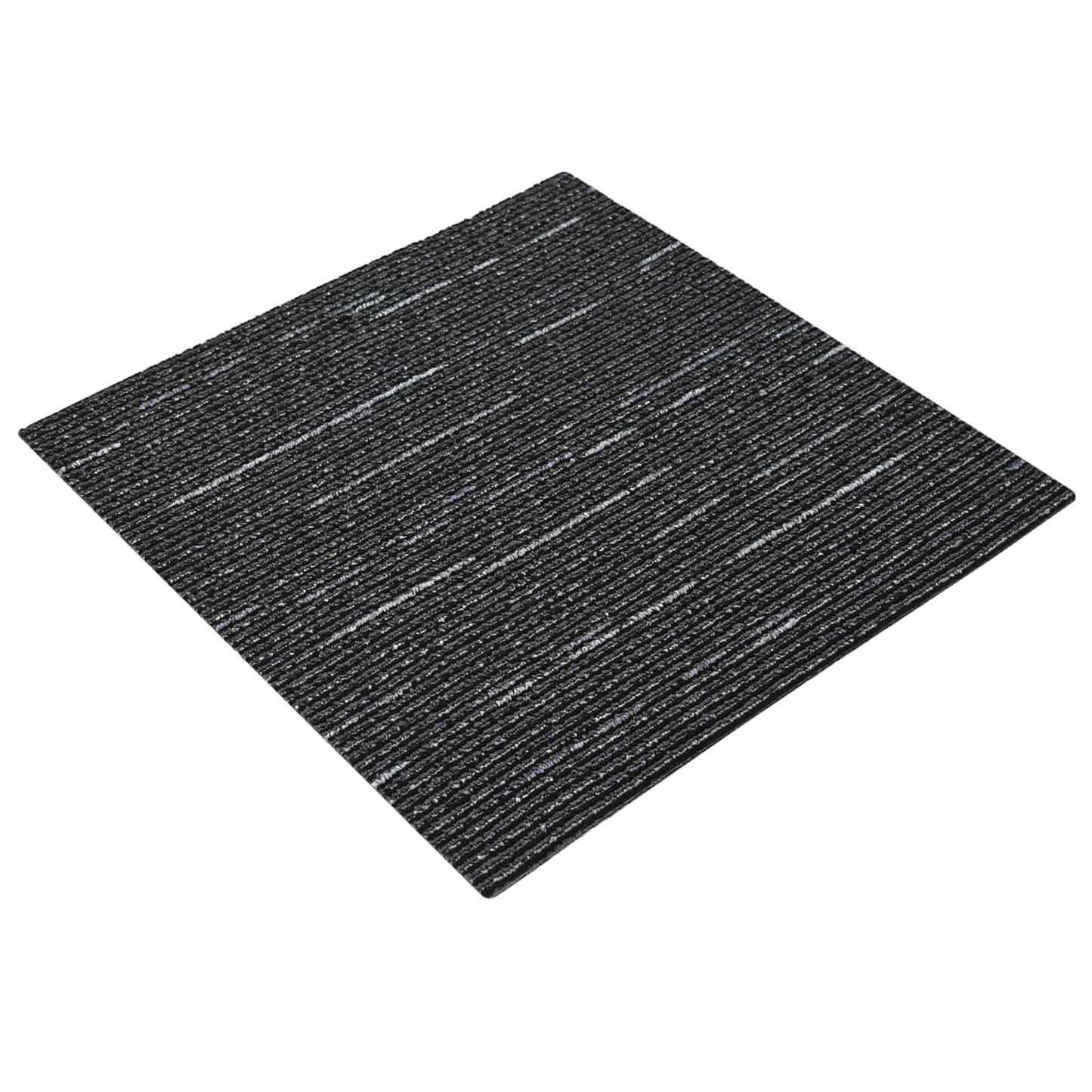 Tæppeflise Stribet Sort 50 x 50 cm 36 stk. PP og Bitumen