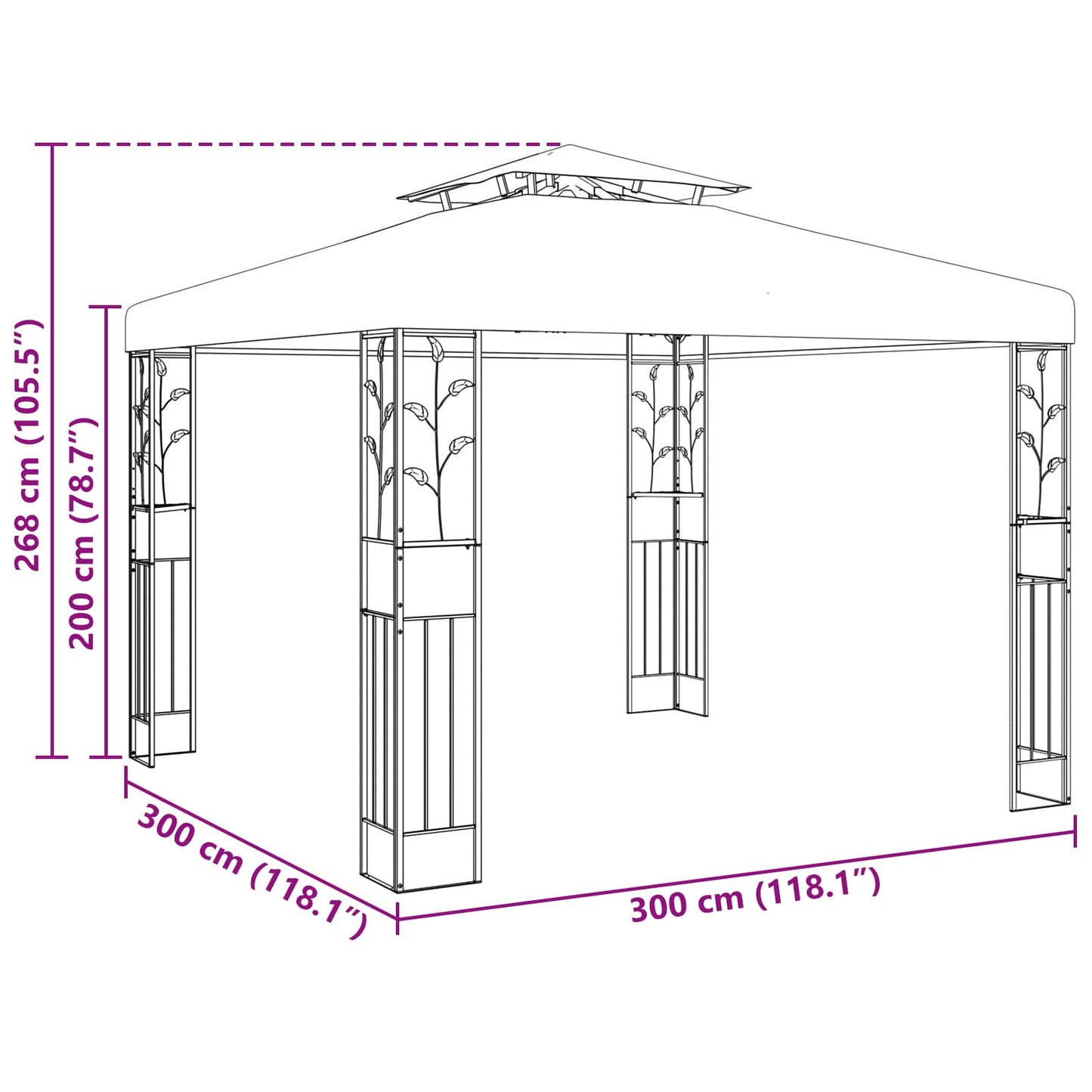 Pavillon 3 x 3 x 2,68 m Grøn Polyester og Stål