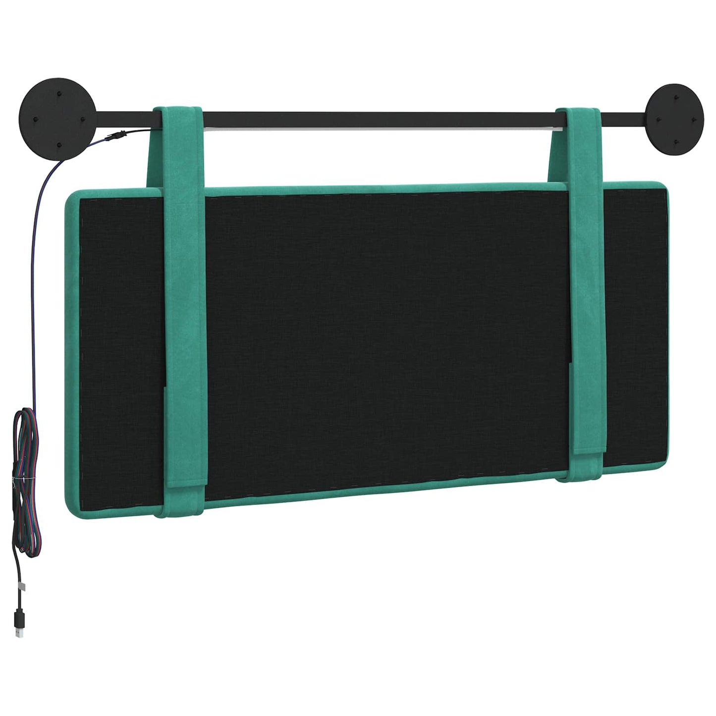 Hængende sengegavl Med LED-lys Turkis Fløjl