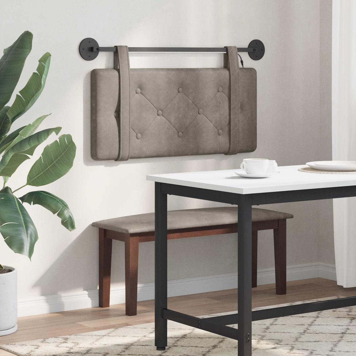 Hængende sengegavl Grå Antik PU