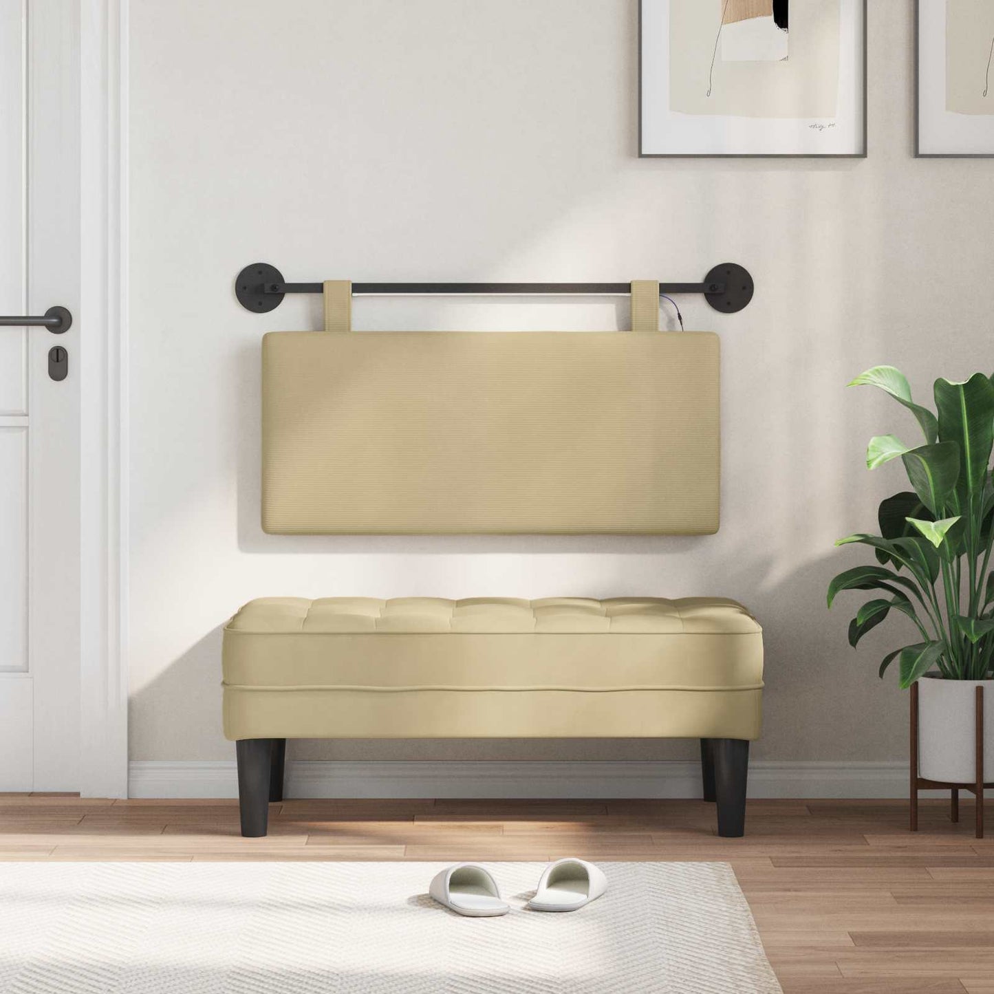 Hængende sengegavl Lys Grøn Grå Velourstof