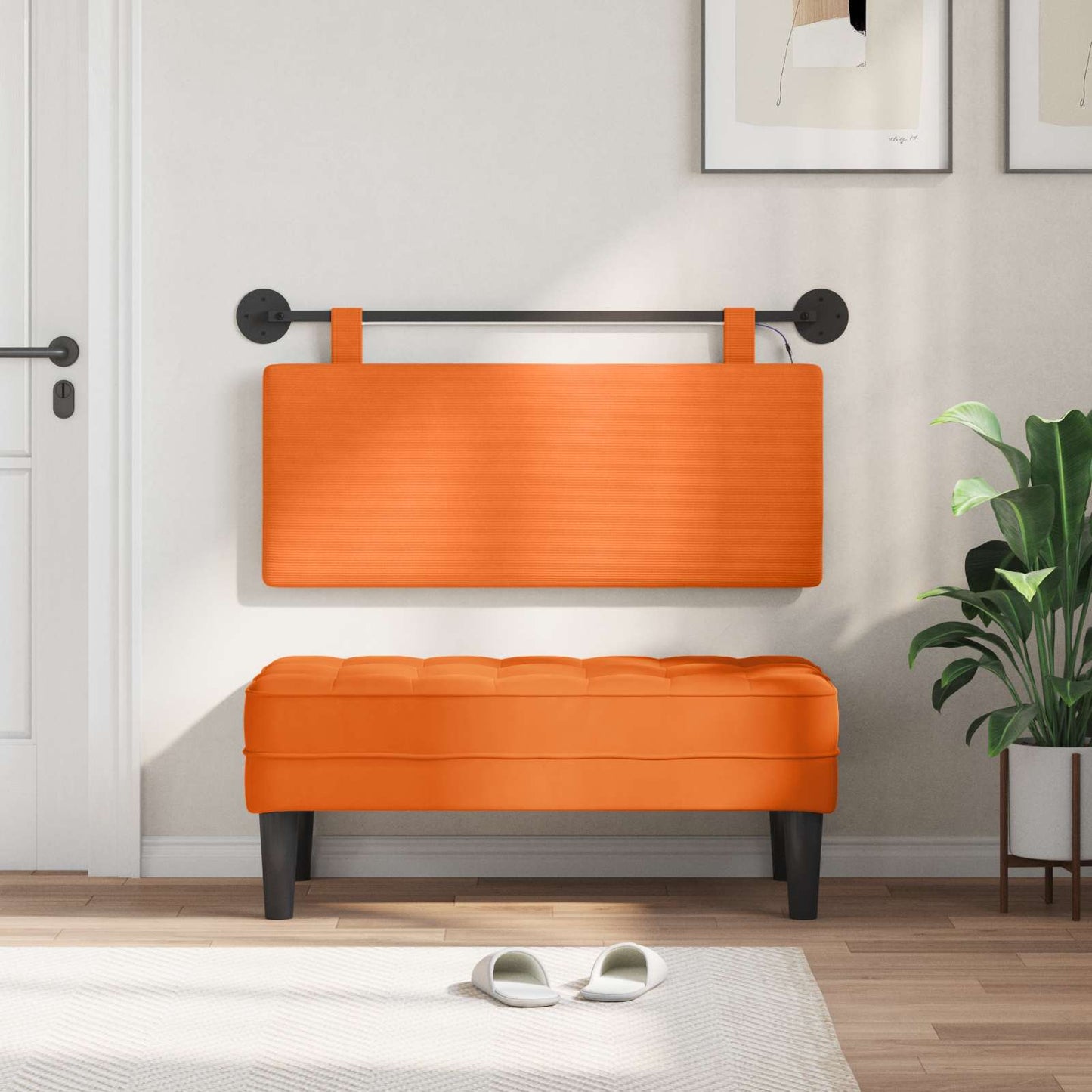 Hængende sengegavl Orange Velourstof
