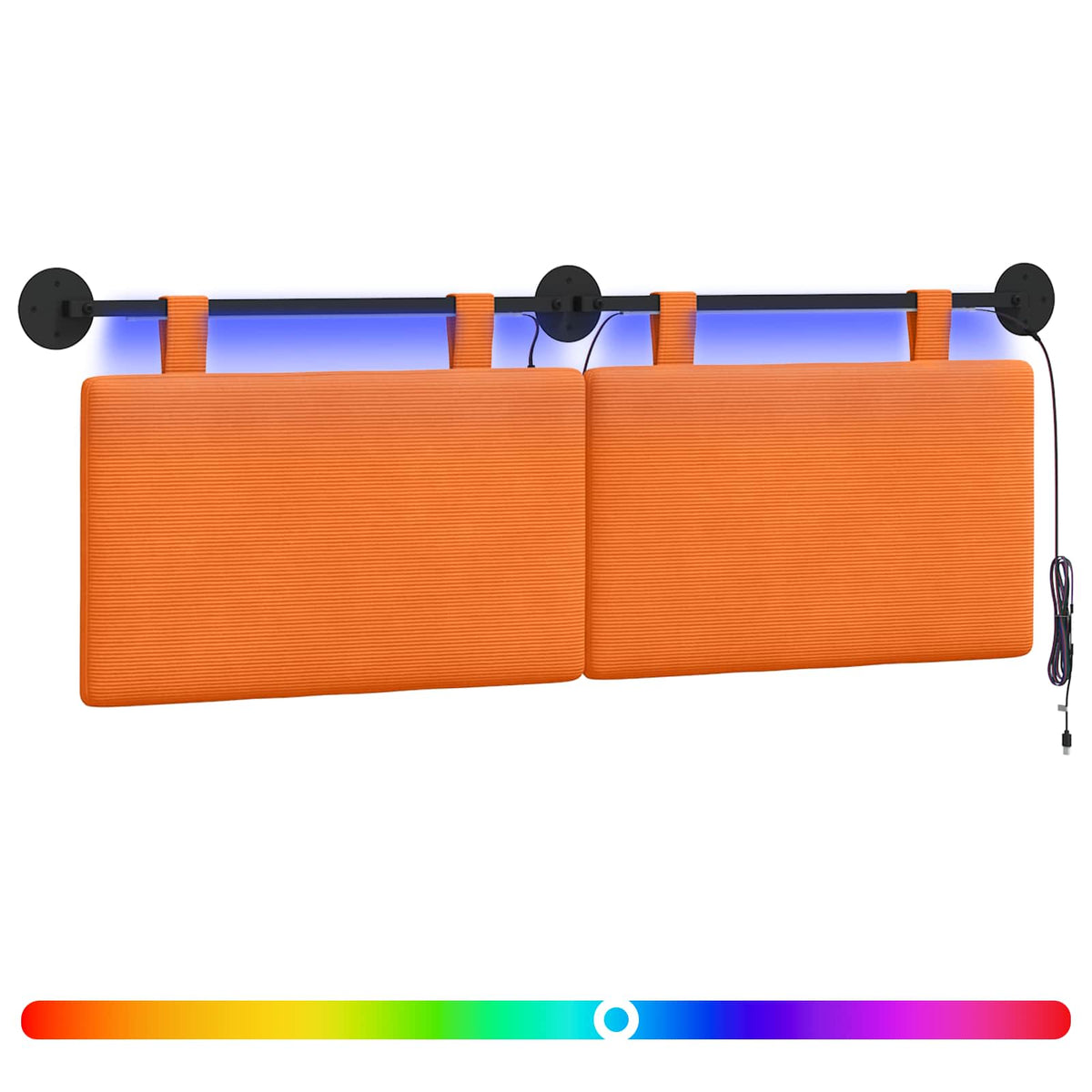 Hængende sengegavl Orange Velourstof