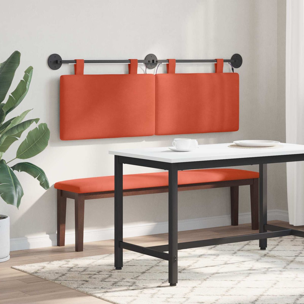 Hængende sengegavl Rød orange Velourstof