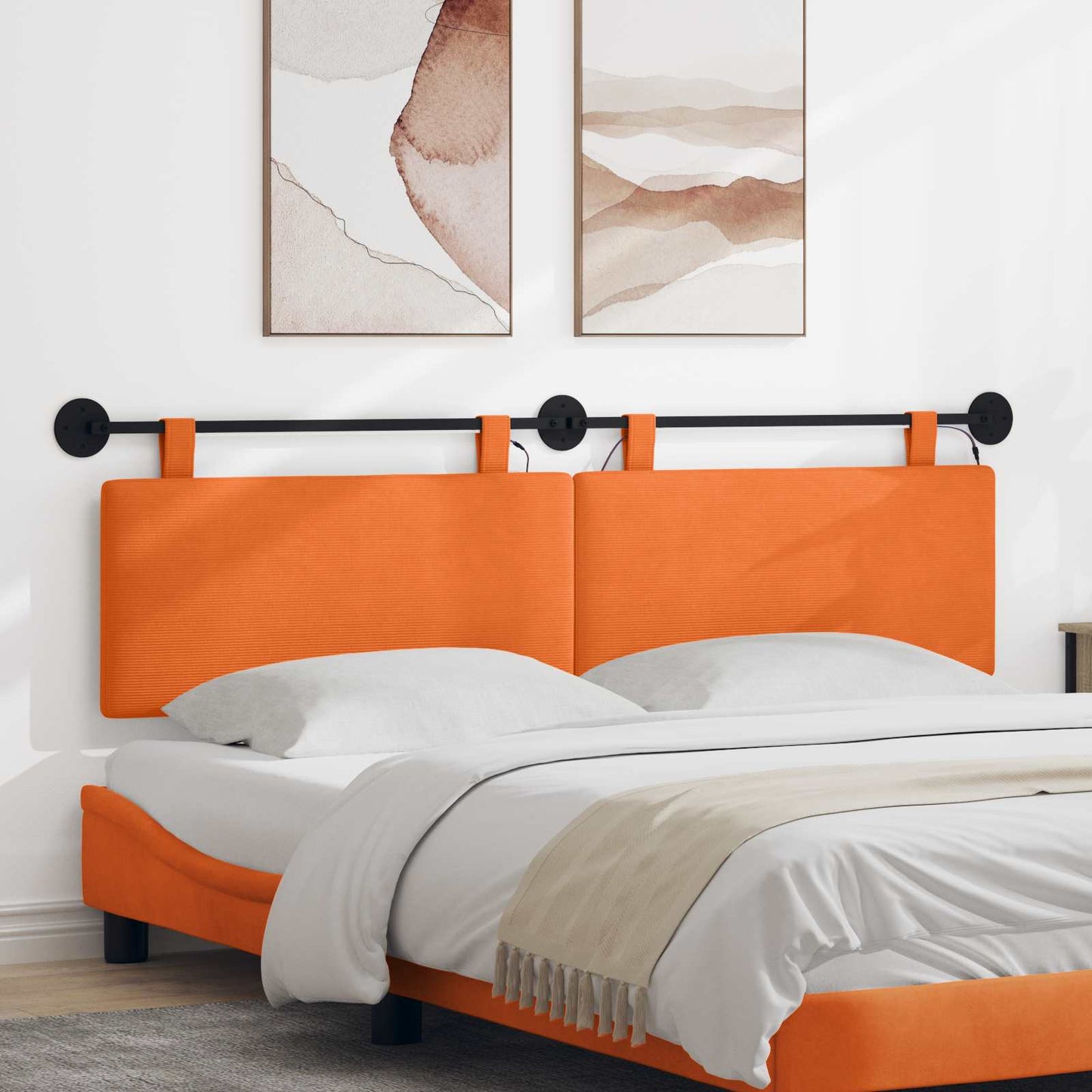 Hængende sengegavl Orange Velourstof