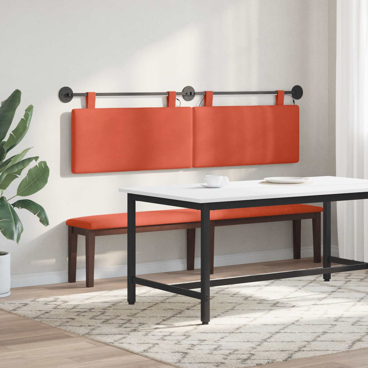 Hængende sengegavl Rød orange Velourstof