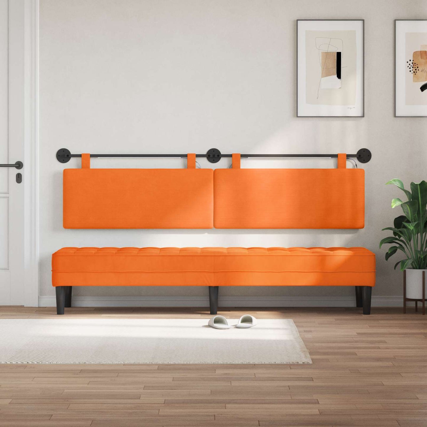 Hængende sengegavl Orange Velourstof