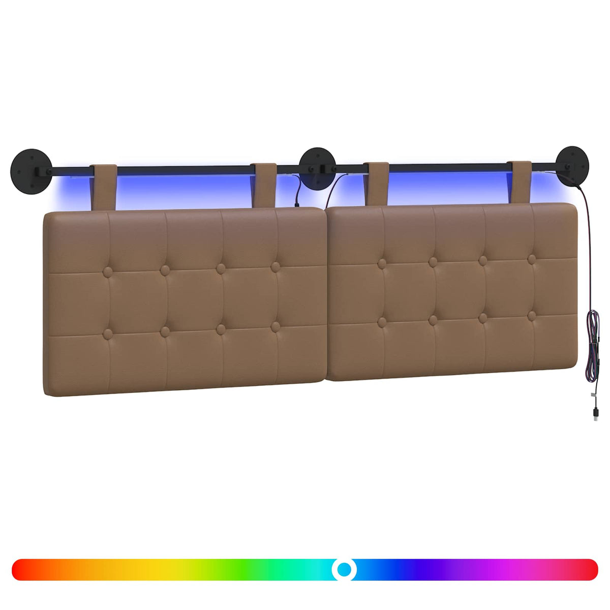 Hængende sengegavl Med LED-lys Cappuccino Kunstlæder