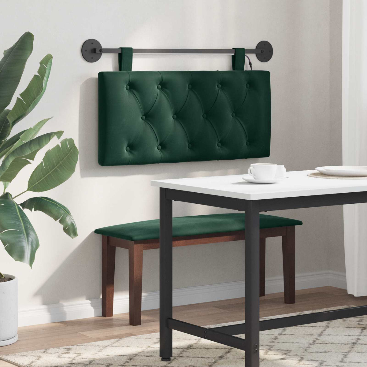 Hængende sengegavl Mørkegrøn Fløjl