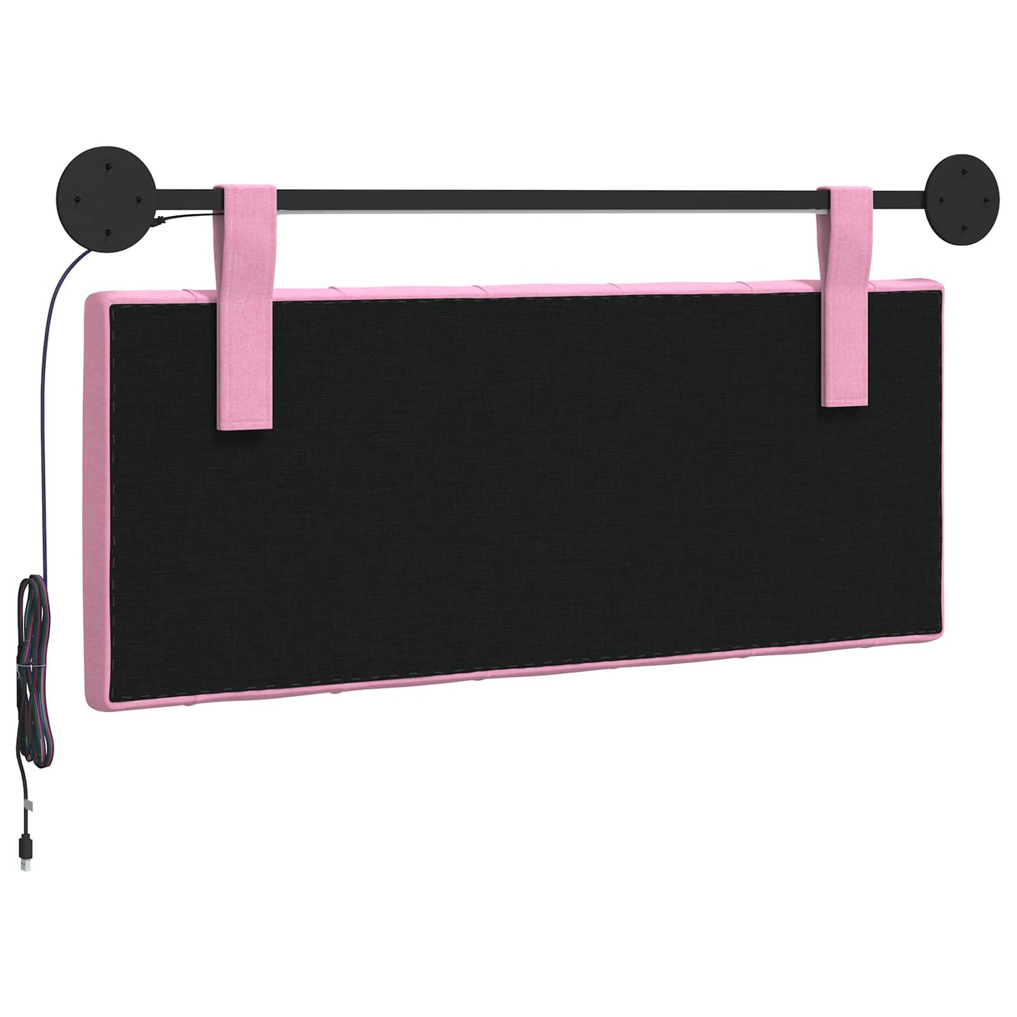 Hængende sengegavl Med LED-lys Lyserød Stof