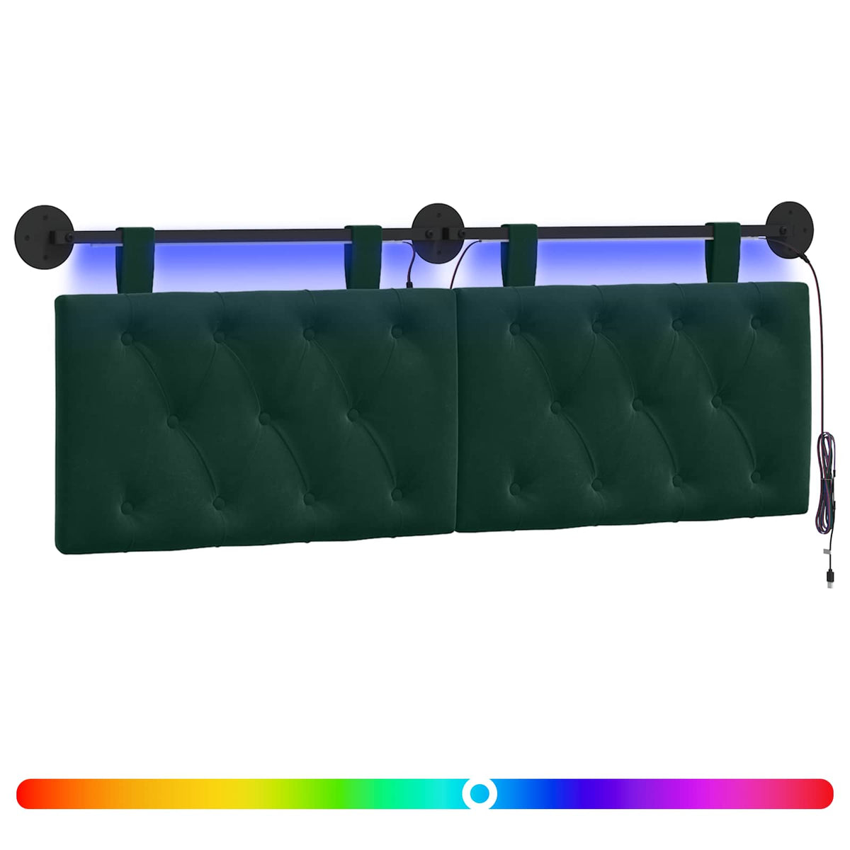 Hængende sengegavl Mørkegrøn Fløjl