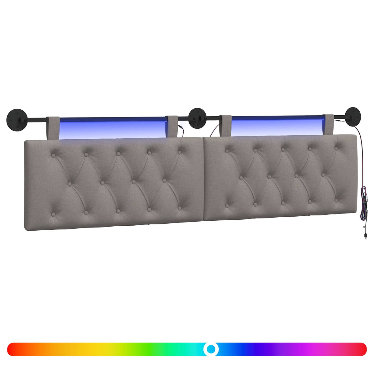 Hængende sengegavl Gråbrun Stof