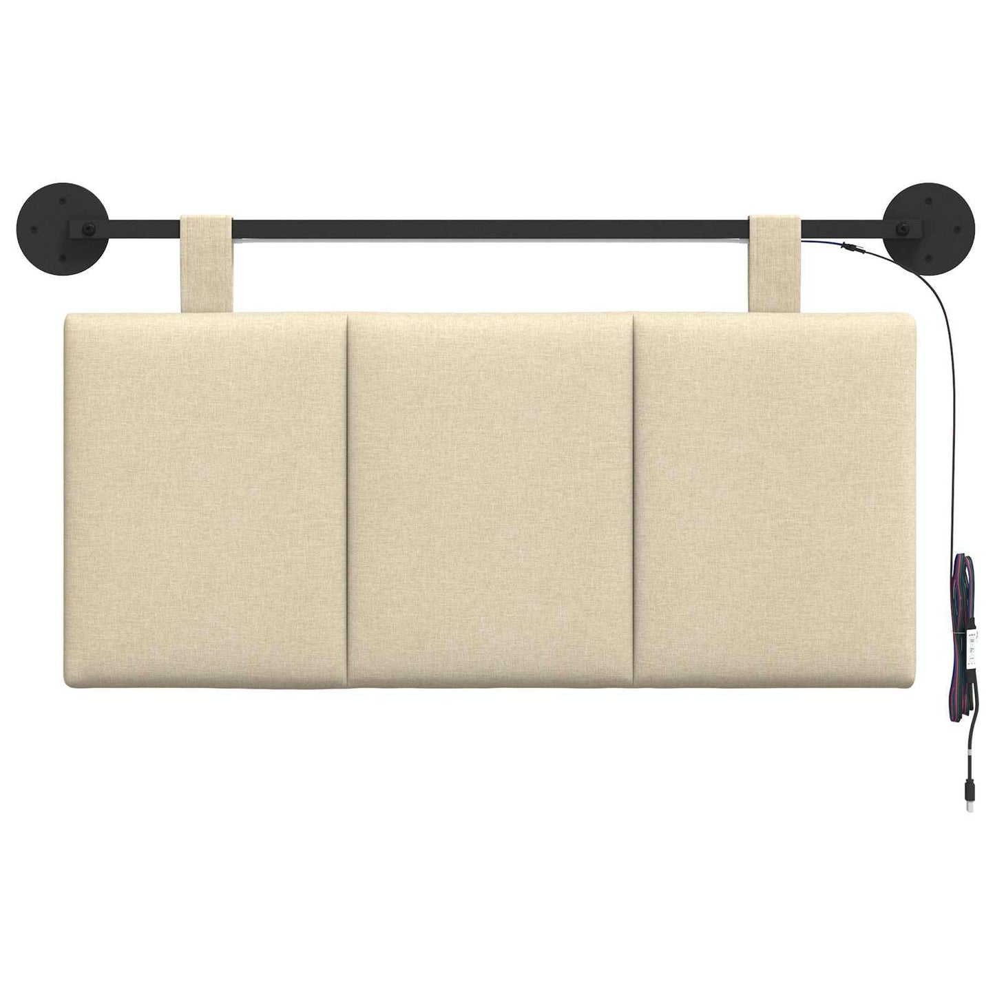 Hængende sengegavl Med LED-lys Cremefarvet Stof