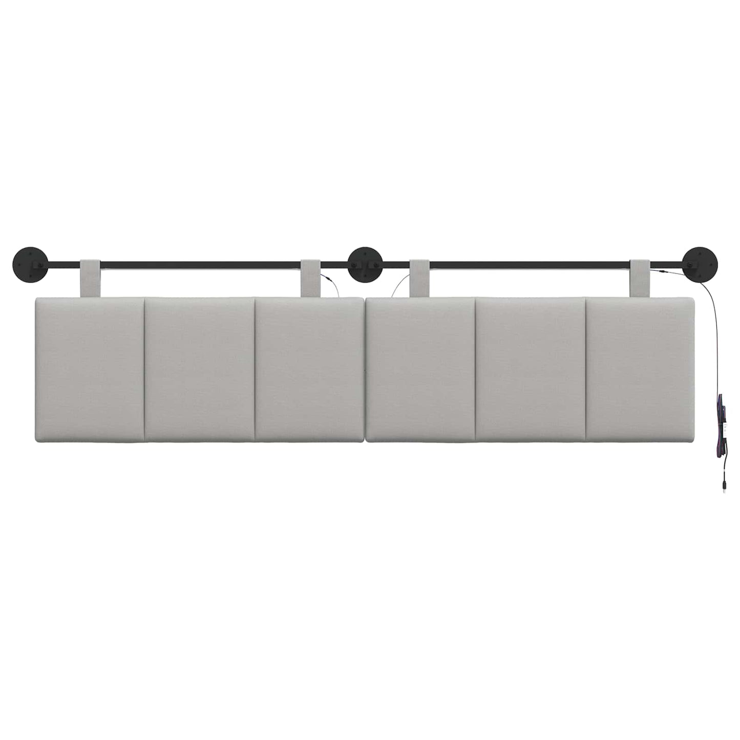 Hængende sengegavl Med LED-lys Skygrå Stof
