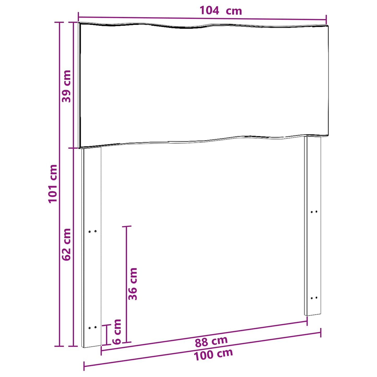 Sengegavl med naturkant ROSTOCK Mørk Brun 100 cm