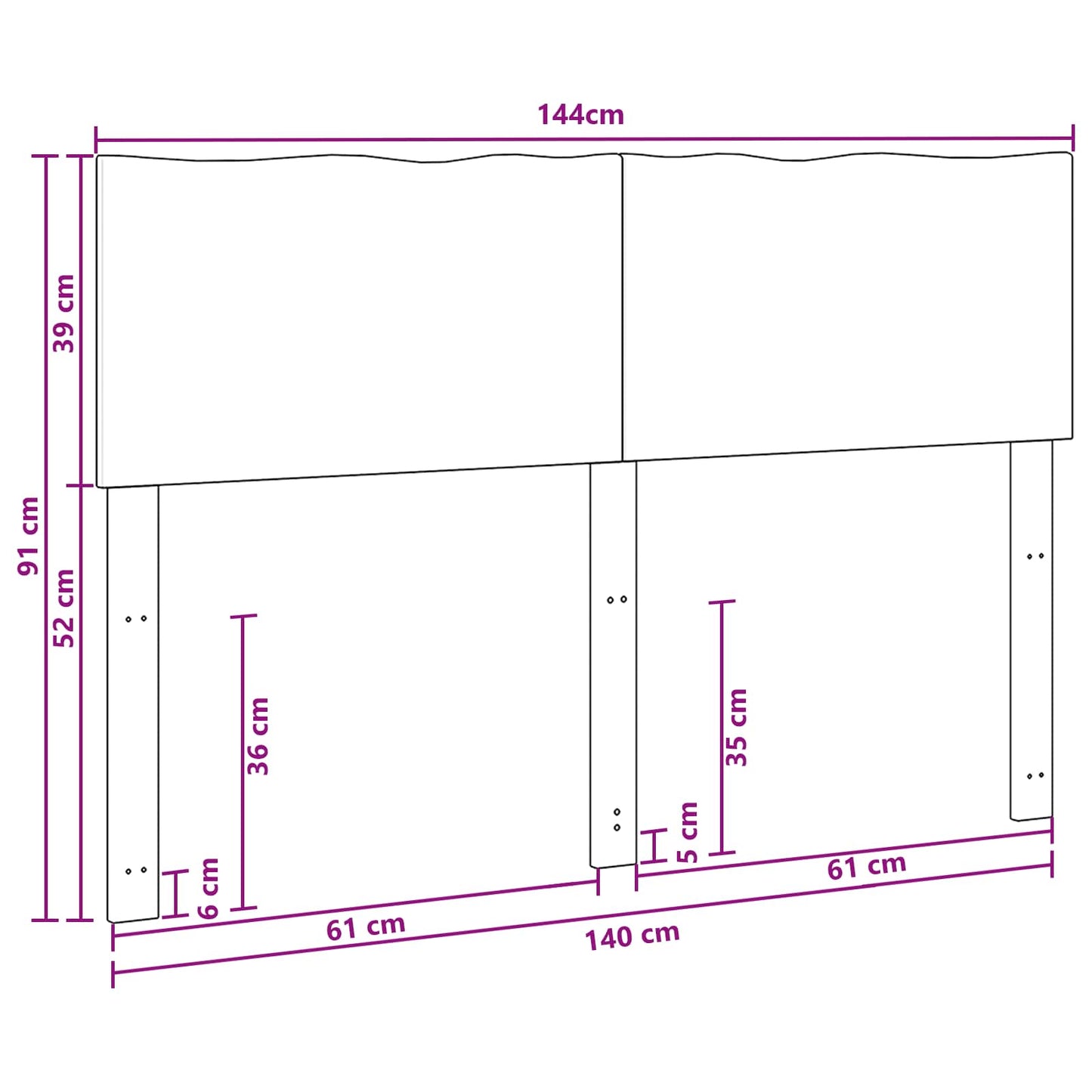 Sengegavl med naturkant ROSTOCK Mørk Brun 140 cm