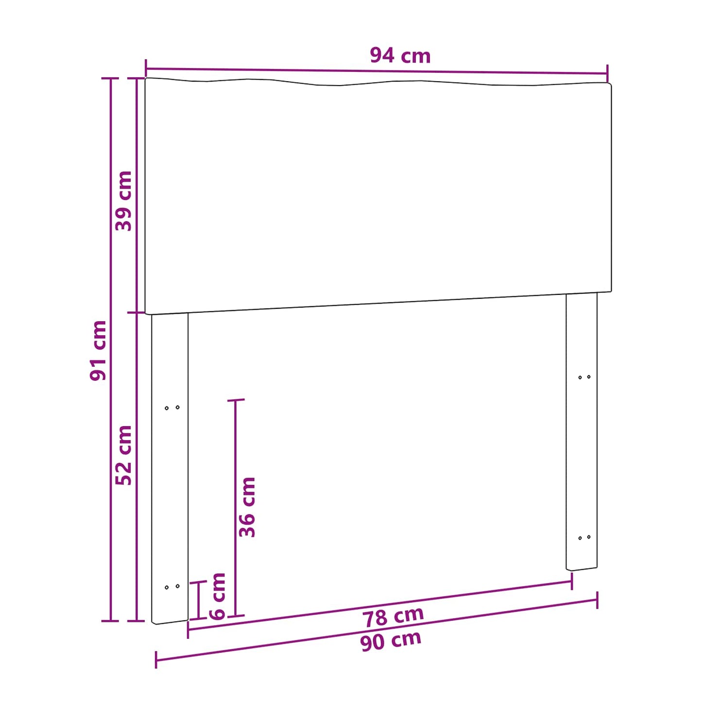 Sengegavl med naturkant ROSTOCK Hvid 90 cm Massivt Akacietræ