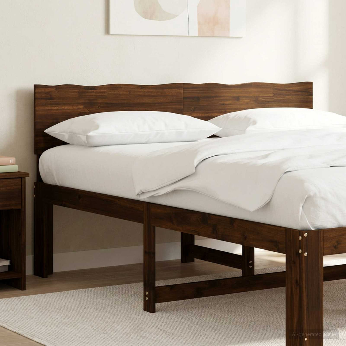 Sengegavl med naturkant ROSTOCK Mørk Brun 135 cm