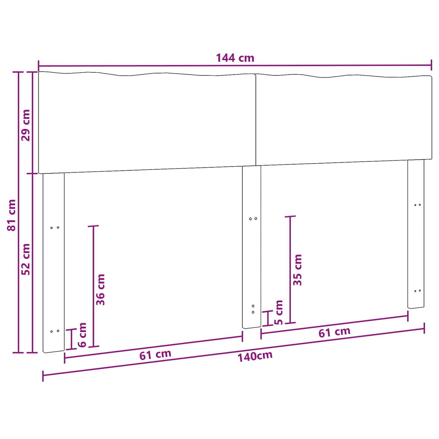 Sengegavl med naturkant ROSTOCK Hvid 140 cm Massivt Akacietræ