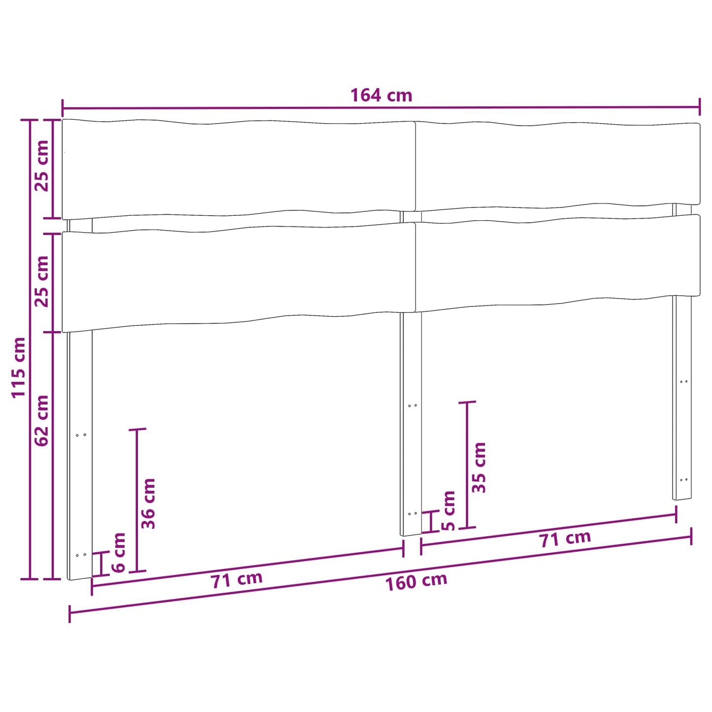 Sengegavl med levende kant ROSTOCK Hvid 160 cm
