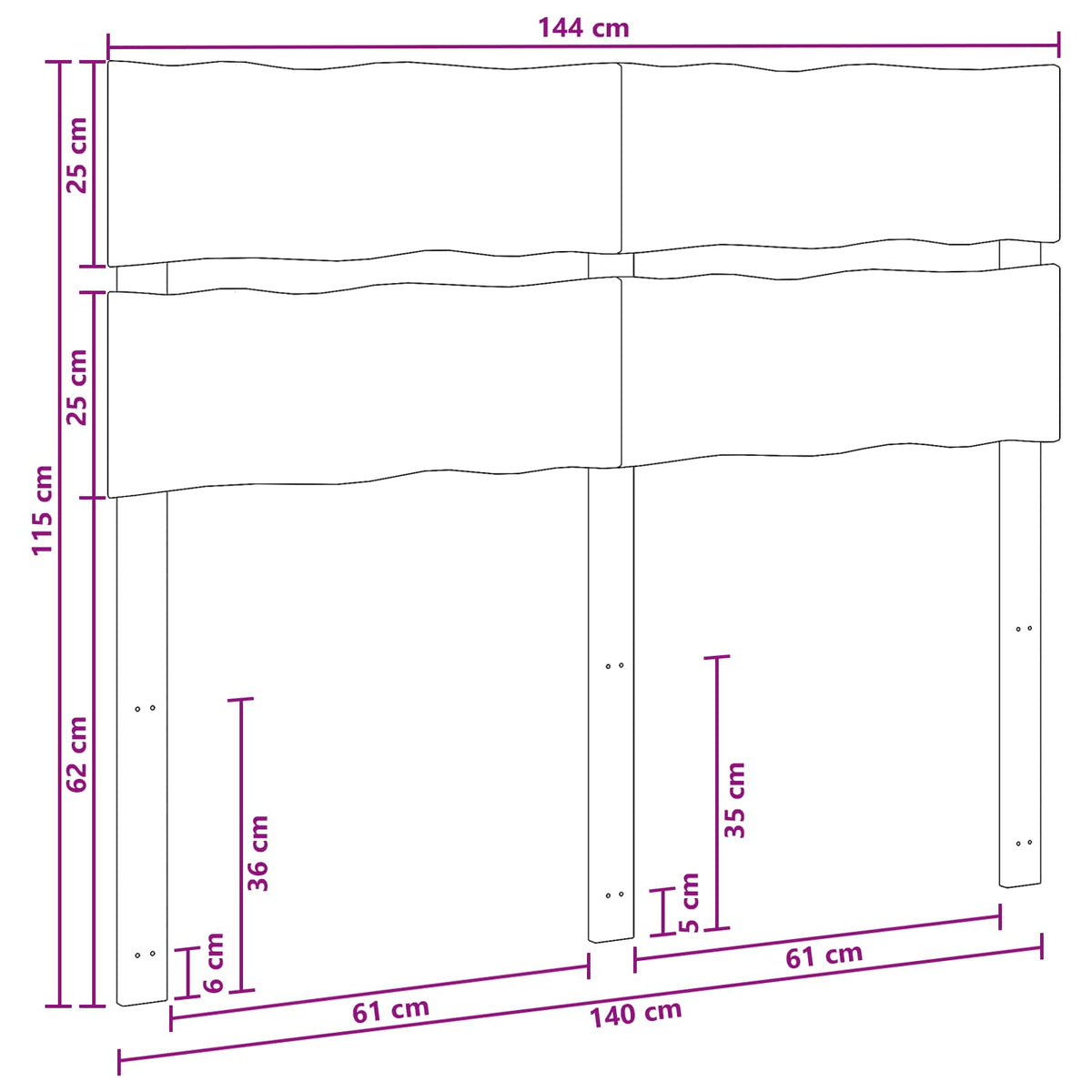 Sengegavl med levende kant ROSTOCK Hvid 140 cm