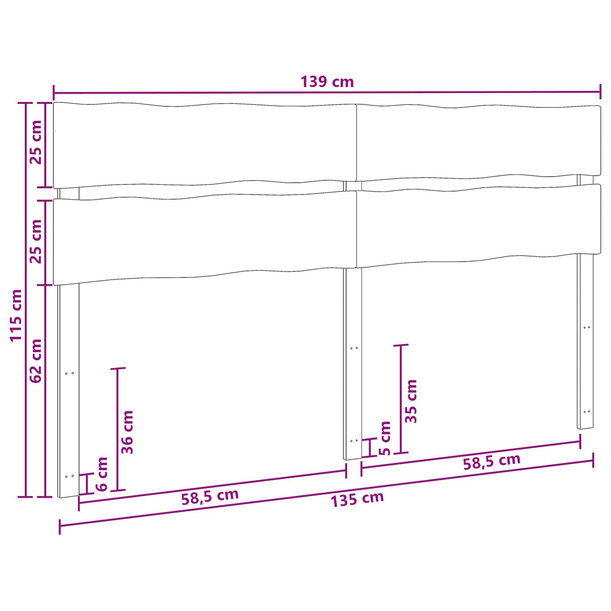 Sengegavl med levende kant ROSTOCK Hvid 135 cm