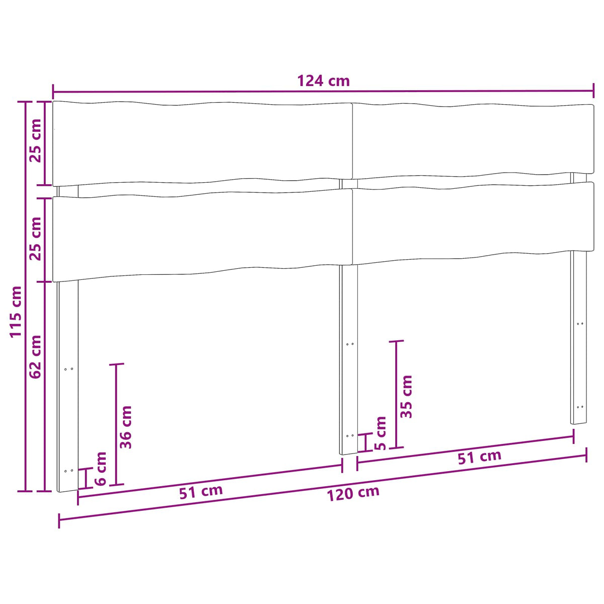 Sengegavl med levende kant ROSTOCK Hvid 120 cm