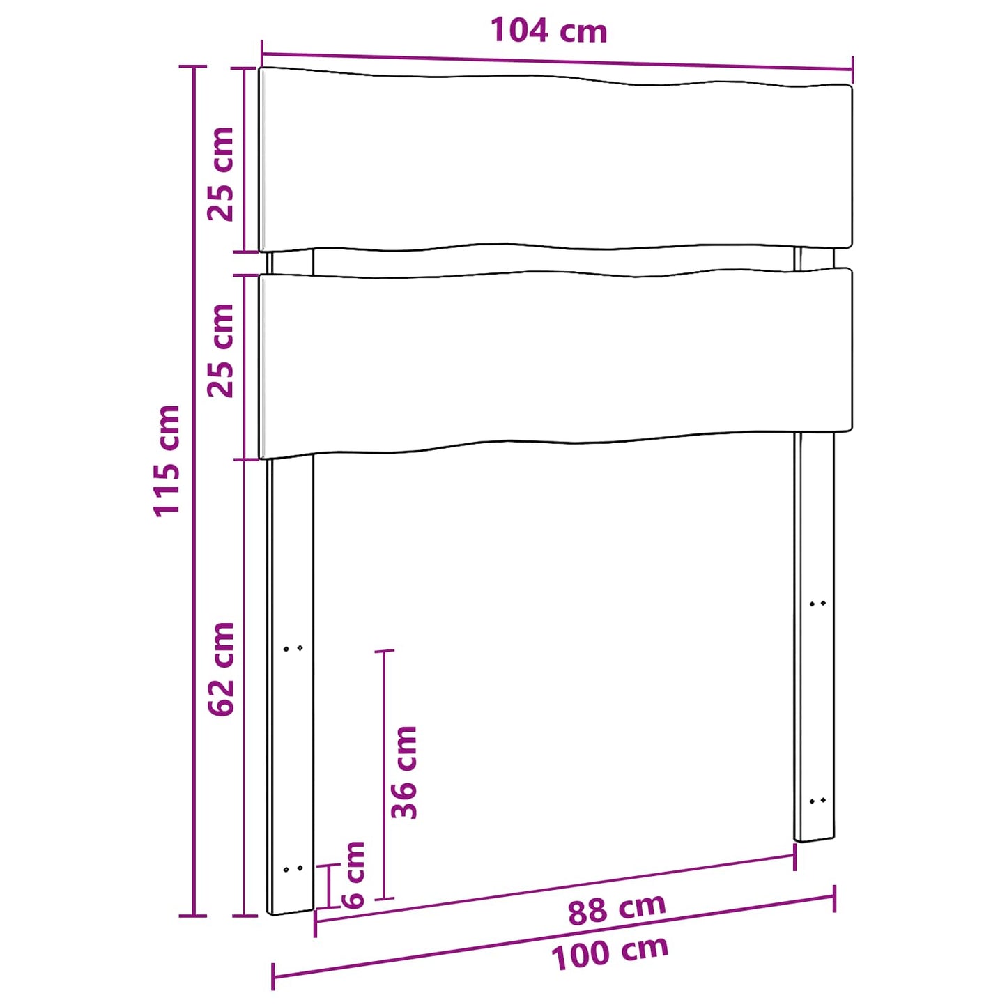 Sengegavl med levende kant ROSTOCK Naturfarvet 100 cm