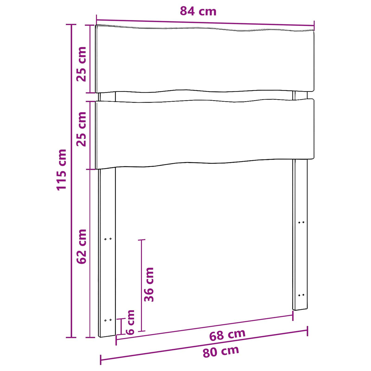 Sengegavl med levende kant ROSTOCK Naturfarvet 80 cm