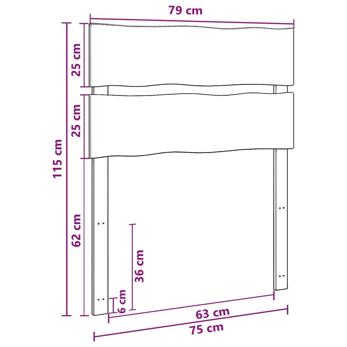 Sengegavl med levende kant ROSTOCK Mørk Brun 75 cm