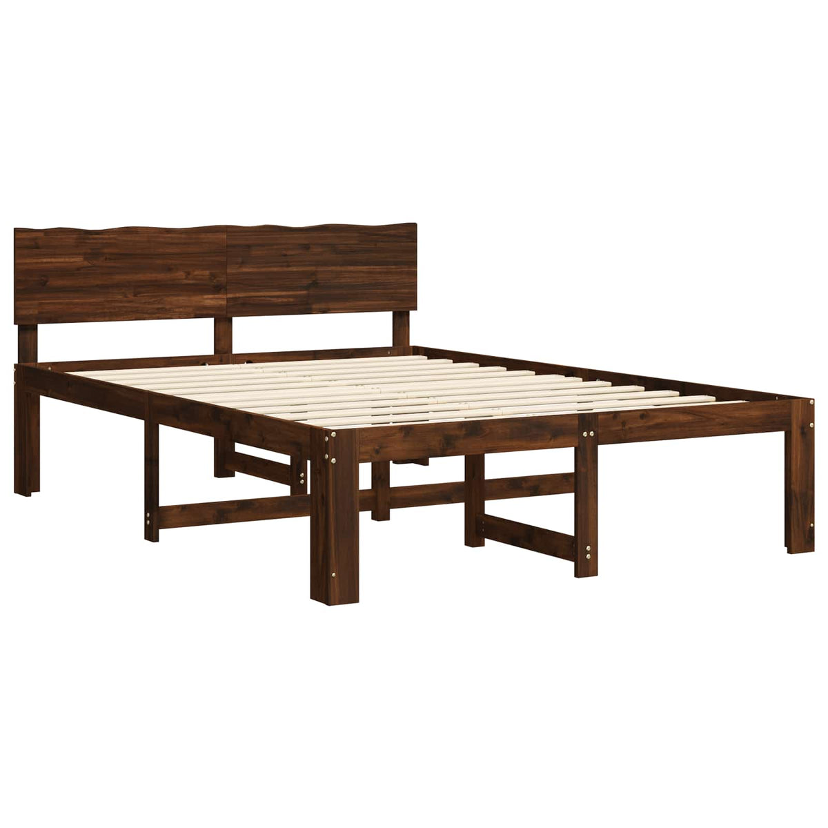 Dobbelt Sengestel med Hovedgærde ROSTOCK Mørk Brun 140 x 190 cm