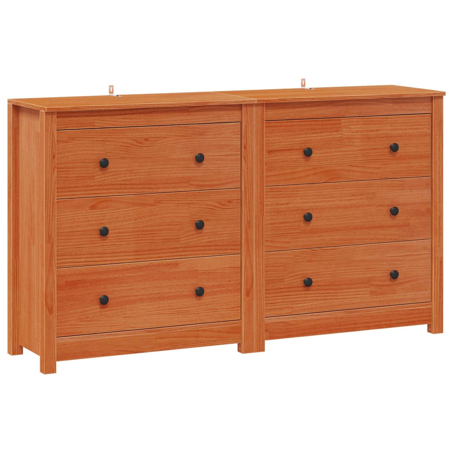 Sideboard 2 stk. VoksBrun 140 x 35 x 80 cm Massivt fyrretræ