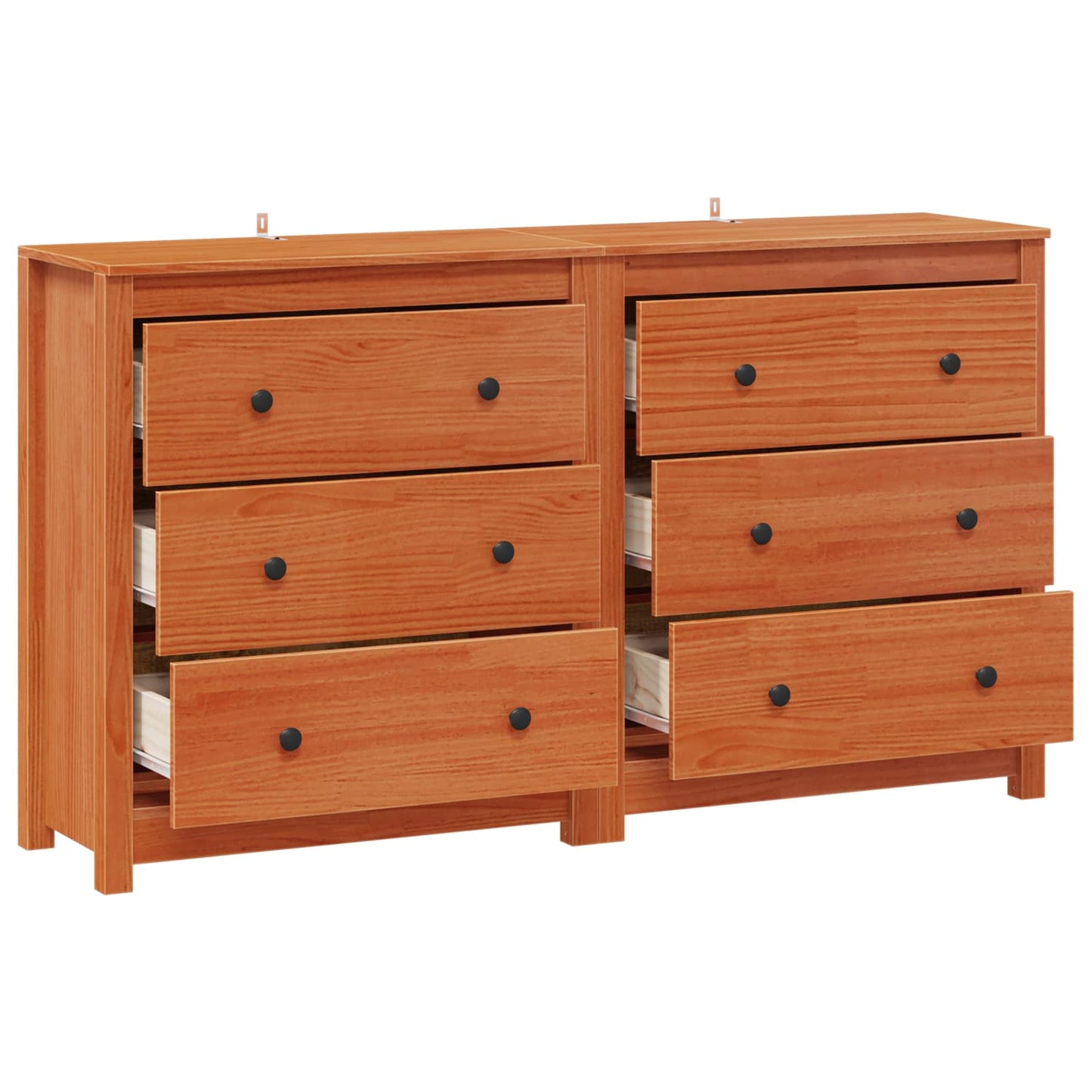 Sideboard 2 stk. VoksBrun 140 x 35 x 80 cm Massivt fyrretræ